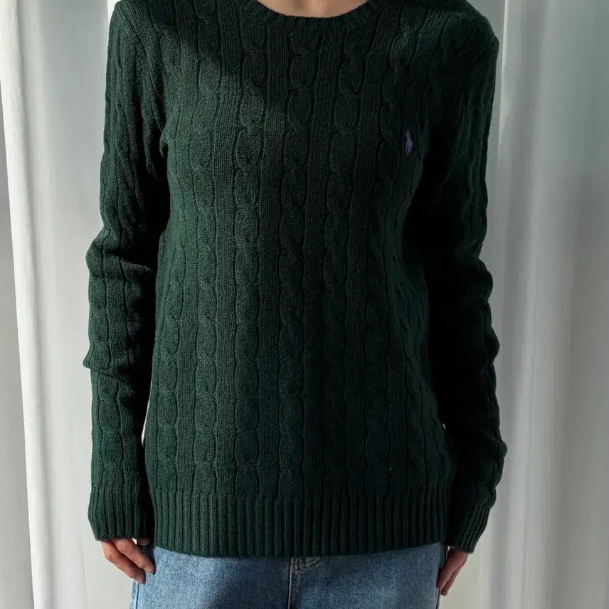 [BUNJANG] Polo Ralph Lauren Cable Knit Sweater / [M]폴로 랄프로렌 케이블 울 캐시미어 크루넥 니트
