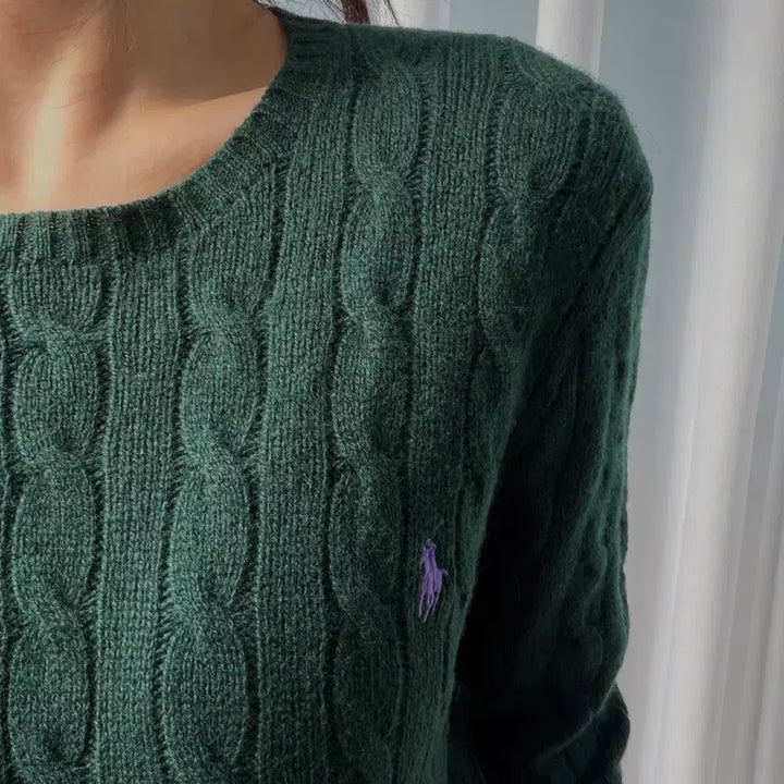 [BUNJANG] Polo Ralph Lauren Cable Knit Sweater / [M]폴로 랄프로렌 케이블 울 캐시미어 크루넥 니트