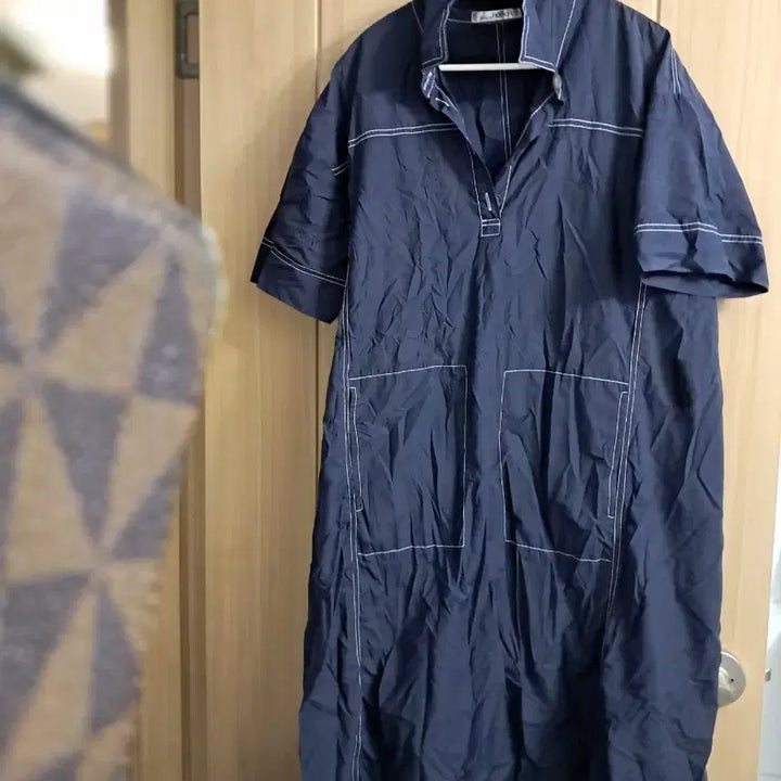 [SOLD OUT] 네이비 롱 원피스 스티치 포인트