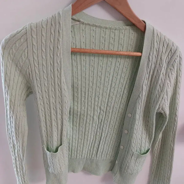 [BUNJANG] Mint Cable Knit Cardigan / 민트색 꽈배기 니트 가디건
