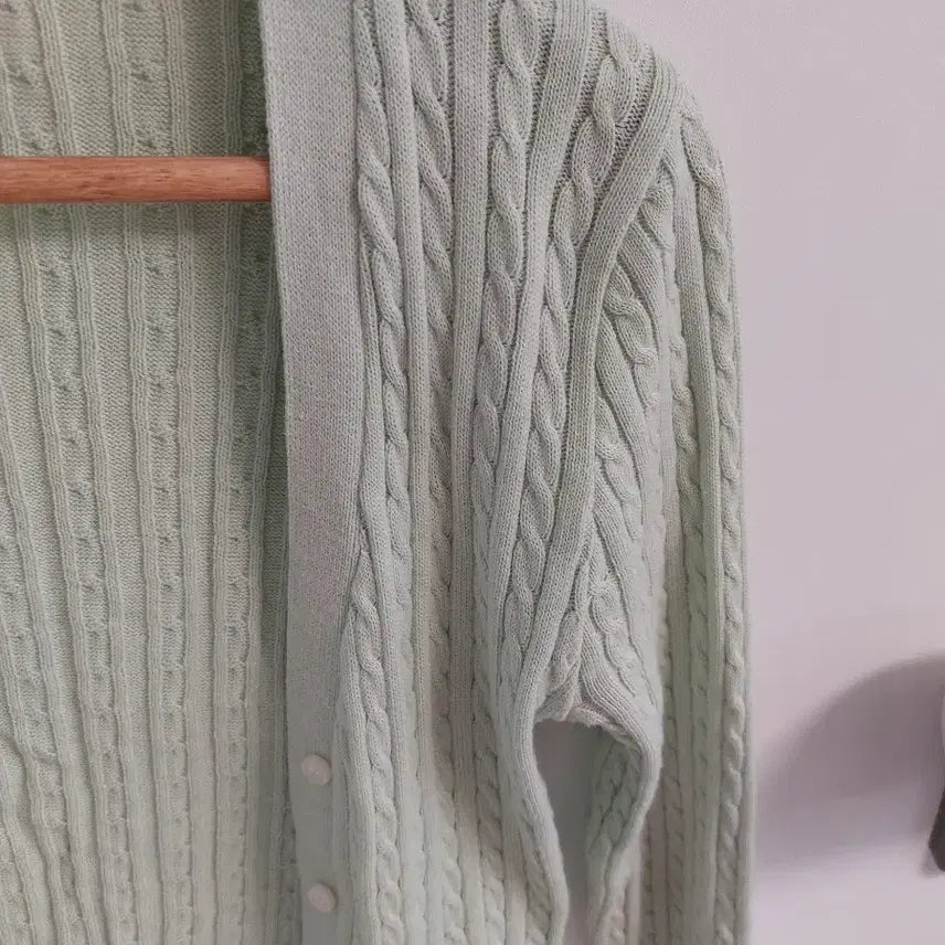 [BUNJANG] Mint Cable Knit Cardigan / 민트색 꽈배기 니트 가디건