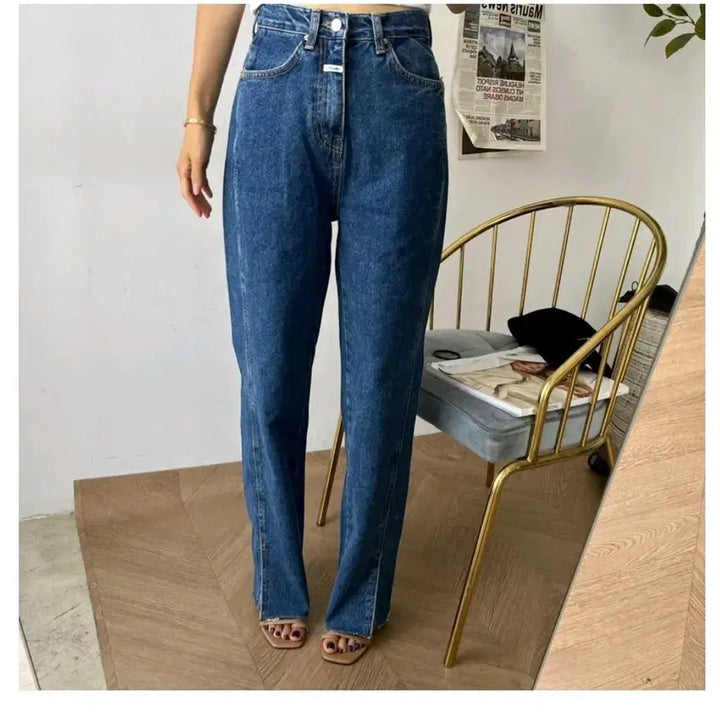 [BUNJANG] J.Fit Denim Jeans Patch Slit Dark Blue S / 제이핏 데님 청바지 패치 트임진 진청 S