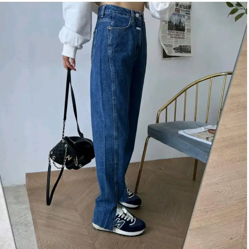 [BUNJANG] J.Fit Denim Jeans Patch Slit Dark Blue S / 제이핏 데님 청바지 패치 트임진 진청 S