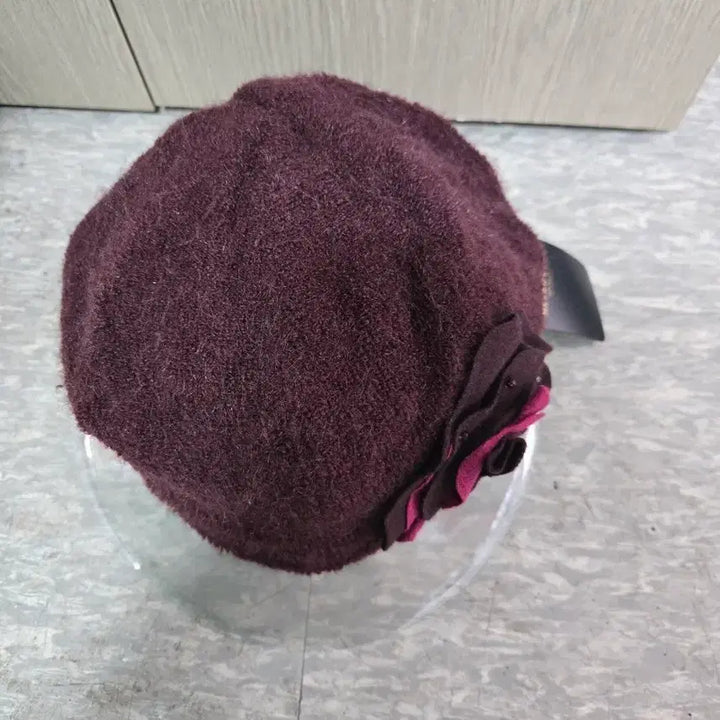 [BUNJANG] Metro City Flower Burgundy Beret / 메트로시티 플라워 장식 버건디 베레모 새상품
