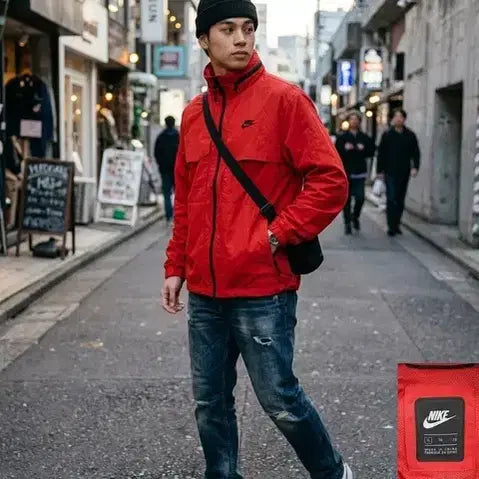 [BUNJANG] Nike Vintage Windbreaker Jacket / 나이키 로고 바람막이 점퍼 레드 남성 XL