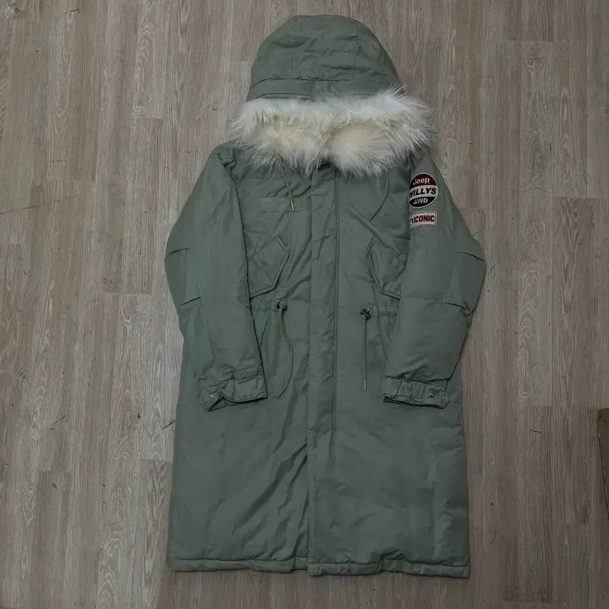[BUNJANG] JEEP Duck Down Hooded Long Parka Jacket Khaki S / 지프 JEEP 덕다운 후드 롱 야상 점퍼 카키 S(90)