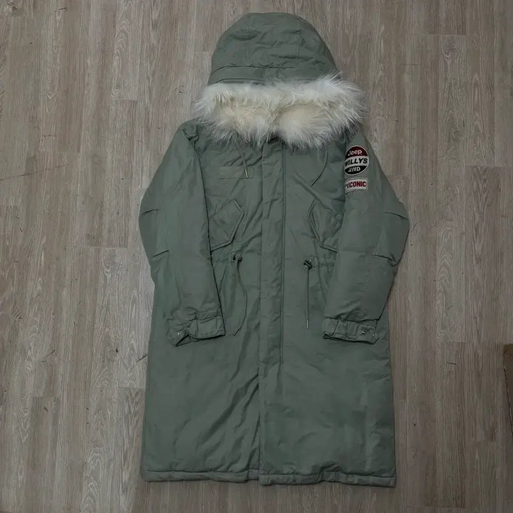 [BUNJANG] JEEP Duck Down Hooded Long Parka Jacket Khaki S / 지프 JEEP 덕다운 후드 롱 야상 점퍼 카키 S(90)