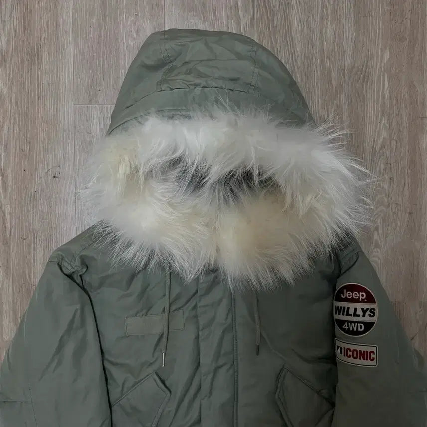 [BUNJANG] JEEP Duck Down Hooded Long Parka Jacket Khaki S / 지프 JEEP 덕다운 후드 롱 야상 점퍼 카키 S(90)