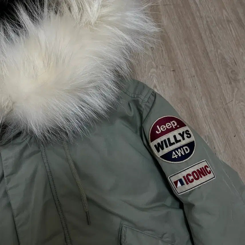 [BUNJANG] JEEP Duck Down Hooded Long Parka Jacket Khaki S / 지프 JEEP 덕다운 후드 롱 야상 점퍼 카키 S(90)