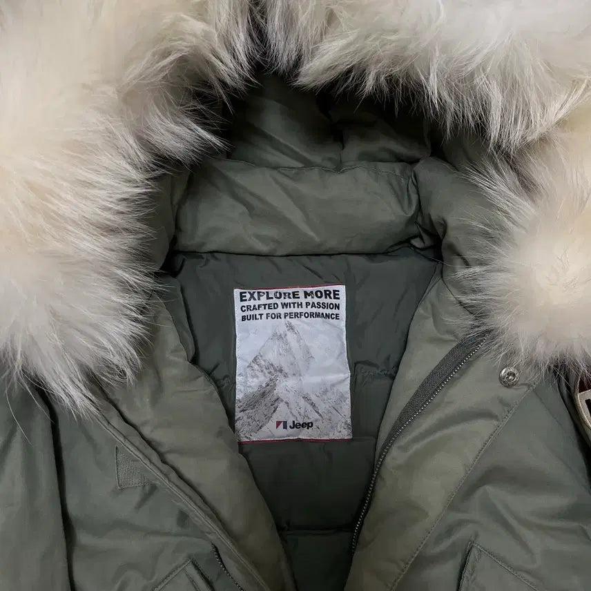 [BUNJANG] JEEP Duck Down Hooded Long Parka Jacket Khaki S / 지프 JEEP 덕다운 후드 롱 야상 점퍼 카키 S(90)
