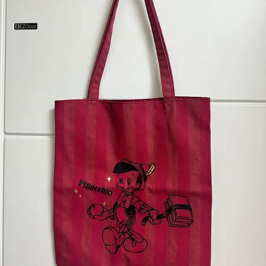 [BUNJANG] Disney Pinocchio Wine Shoulder Bag Eco Bag / 디즈니스토어 피노키오 와인 숄더백 에코백