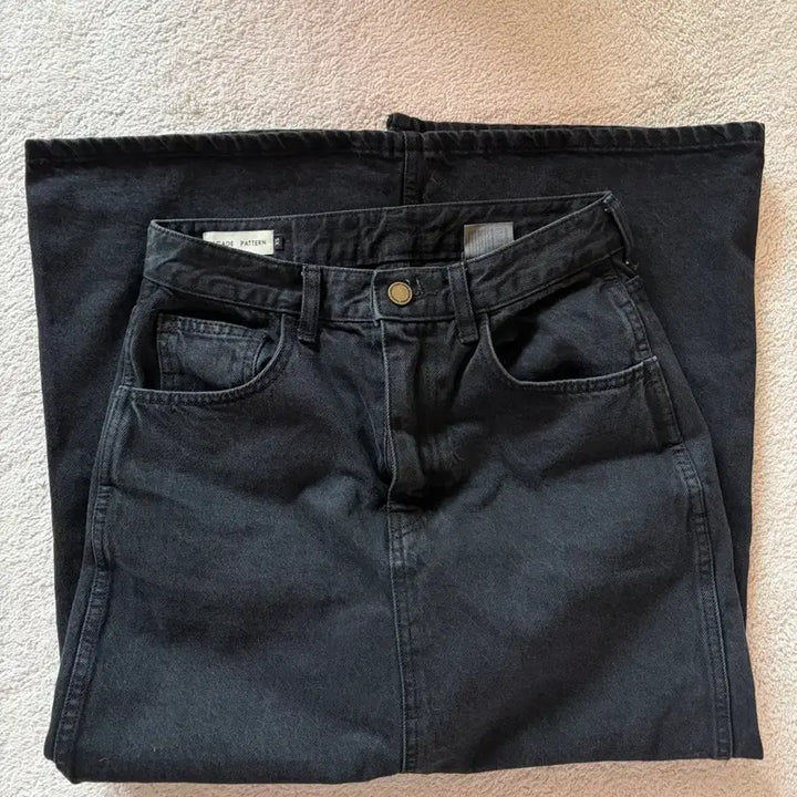 [BUNJANG] Facade Pattern Denim Skirt Vintage Black XS / 파사드패턴 데님스커트 빈티지블랙 xs