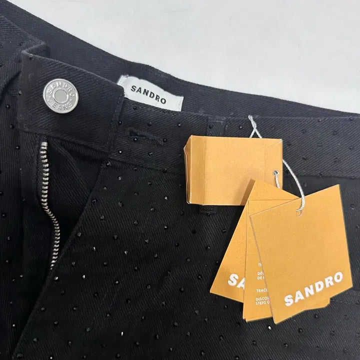 [SOLD OUT] 산드로팬츠 블랙 스팽글 스톤 와이드 팬츠 36
