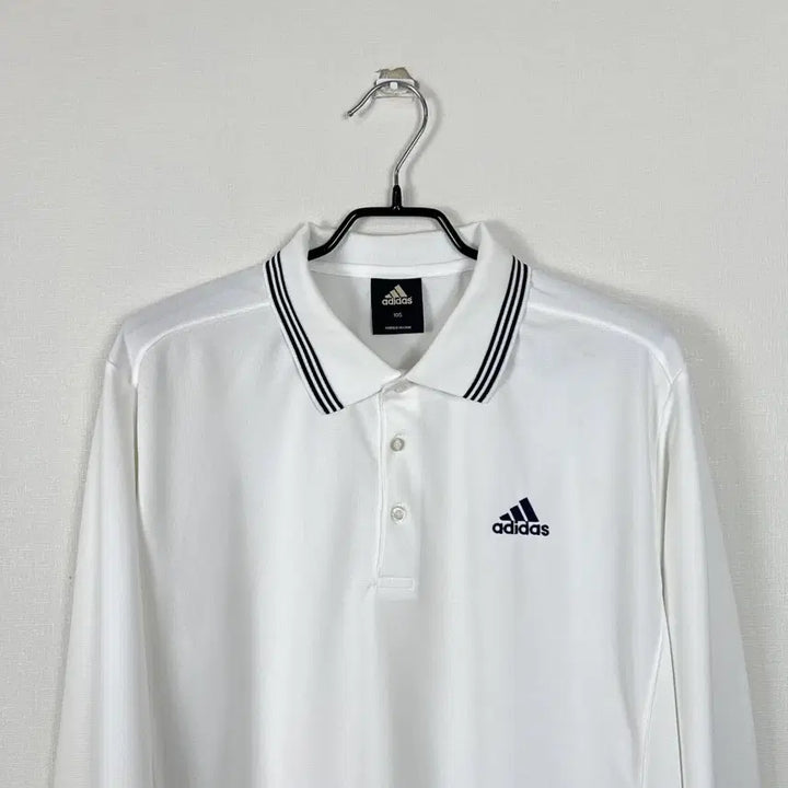 [BUNJANG] Adidas White Long Sleeve Collar T-Shirt Men&