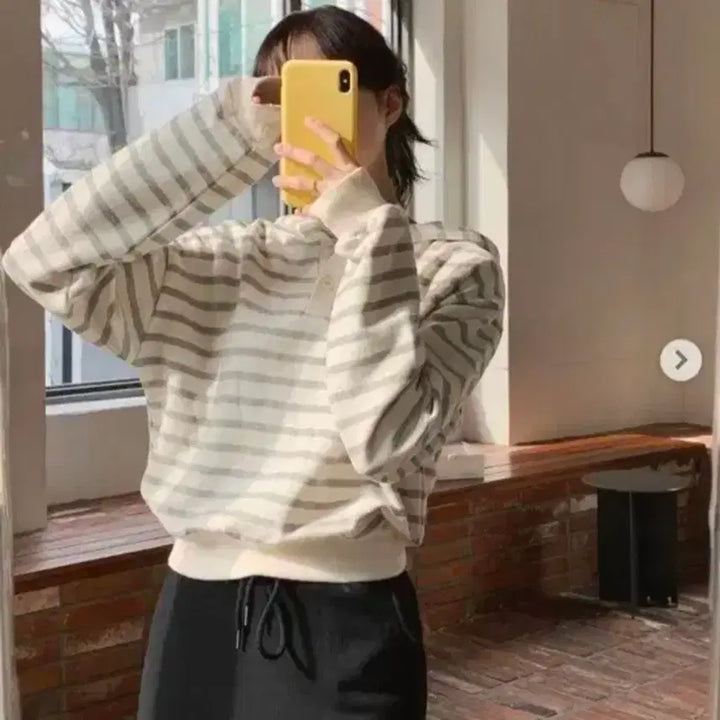 [BUNJANG] 98DoCii Black Stripe Sweatshirt Hoodie / 98도씨 포밍 블랙 스트라이프 맨투맨 후드티 교신가능