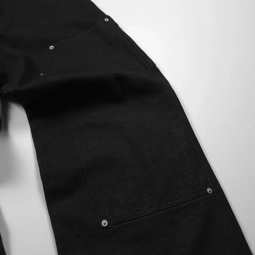[BUNJANG] Vintage Double Knee Black Work Pants (L) / 아메카지 빈티지 더블니 블랙 워크 팬츠 (L)