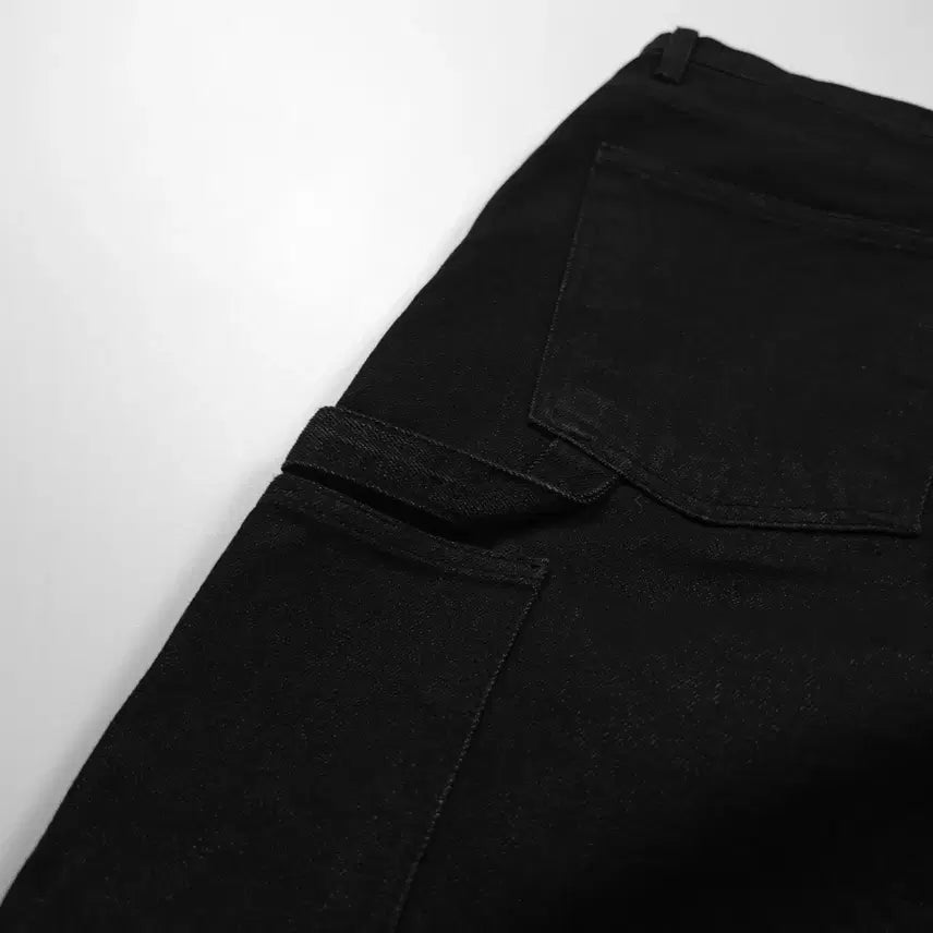 [BUNJANG] Vintage Double Knee Black Work Pants (L) / 아메카지 빈티지 더블니 블랙 워크 팬츠 (L)