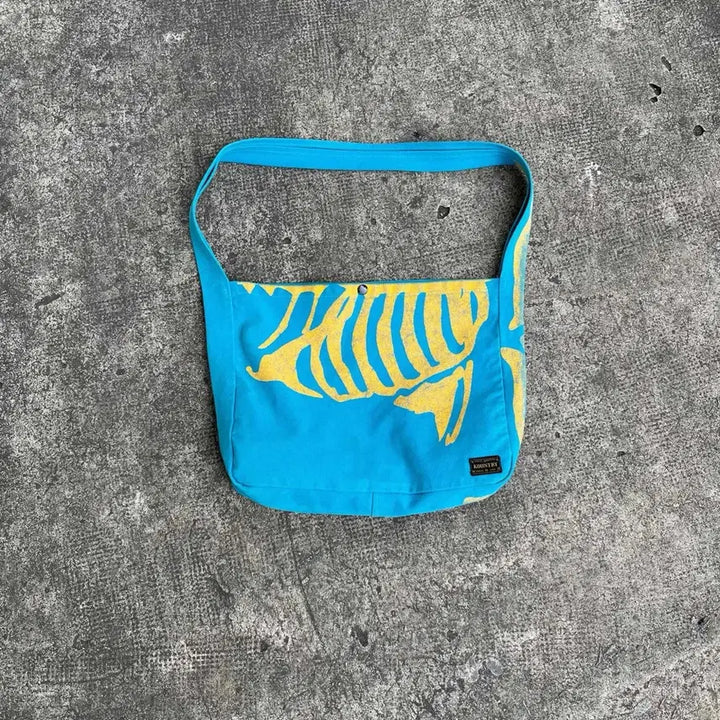 [BUNJANG] Capital Blue Fish Printing Shoulder Bag / 캐피탈 가방