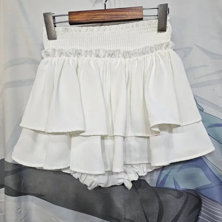 [BUNJANG] White Tiered Skirt Pants / 화이트 캉캉 치마바지