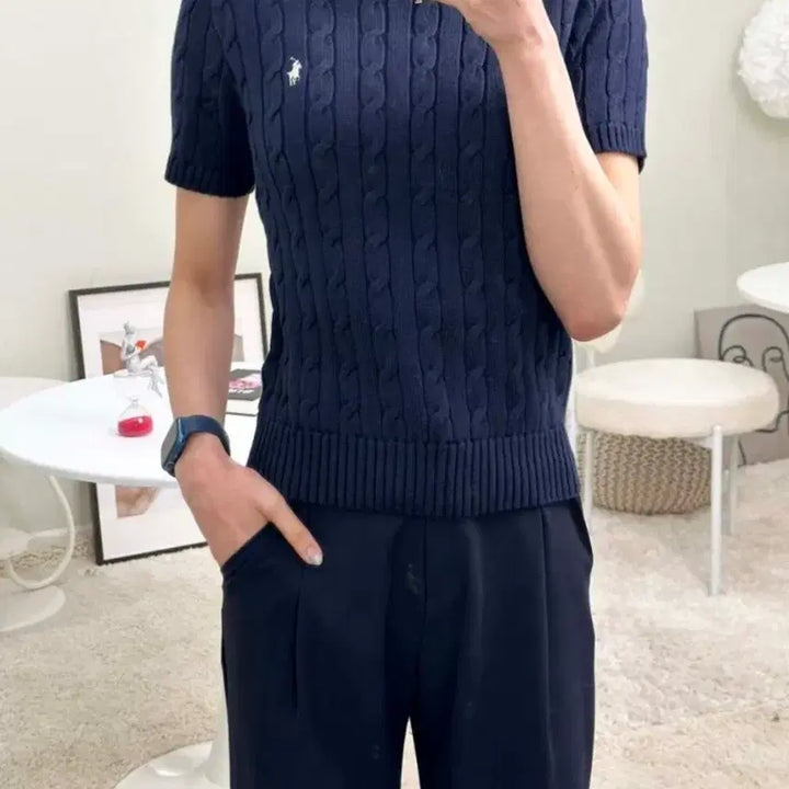 [BUNJANG] Polo Ralph Lauren Cable Knit Short Sleeve Sweater / 