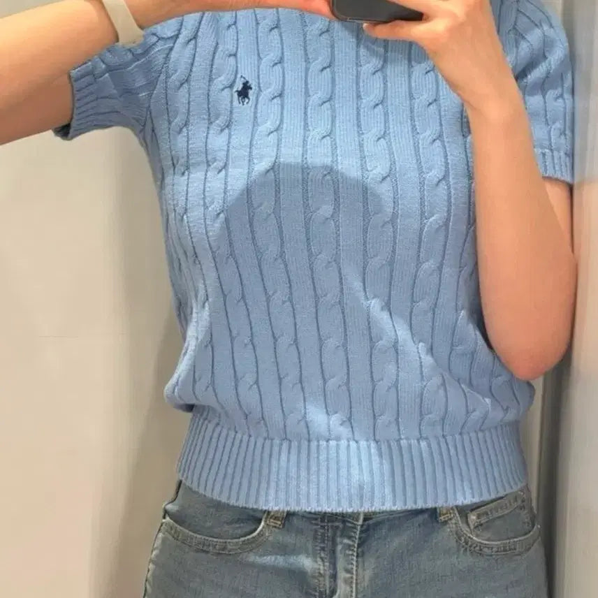 [BUNJANG] Polo Ralph Lauren Cable Knit Short Sleeve Sweater / 