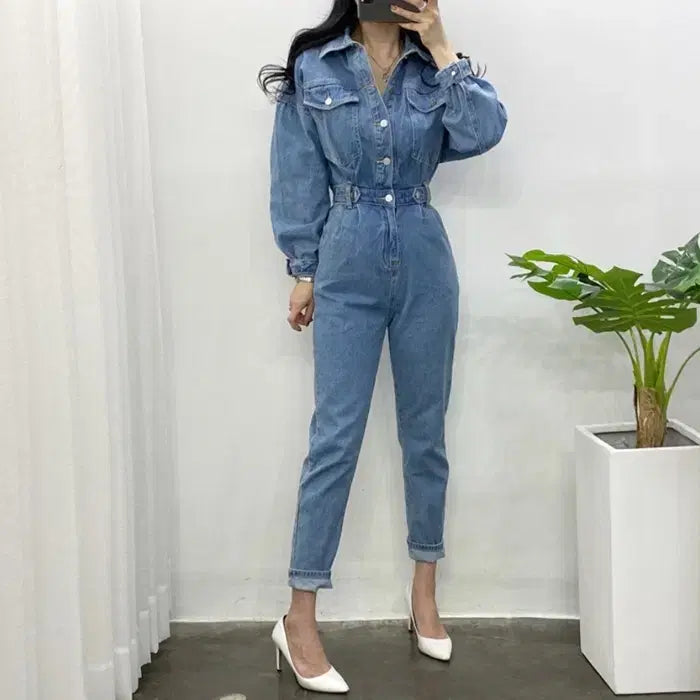 [BUNJANG] Mode Farbe Banded Denim Jumpsuit / 밴딩 데님 점프수트 점슈