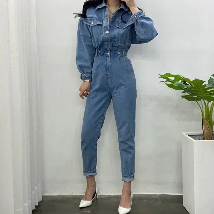 [BUNJANG] Mode Farbe Banded Denim Jumpsuit / 밴딩 데님 점프수트 점슈