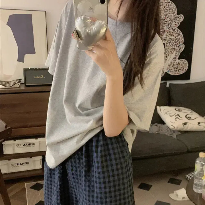 [BUNJANG] Basic Check Pajama Set / 베이직체크 파자마 데일리 여성 홈웨어 세트 잠옷