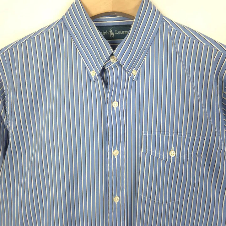 [BUNJANG] Polo Ralph Lauren Blue Stripe Pocket Shirt / [100] 폴로 랄프로렌 블루 스트라이프 포켓 셔츠