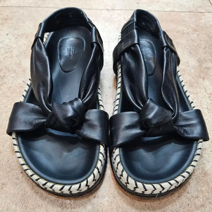 [BUNJANG] SUECOMMA BONNIE Leather Knotted Espadrille Sandals / [SUECOMMA BONNIE] 슈에뜨코메바니 가죽 매듭 에스파드류 샌