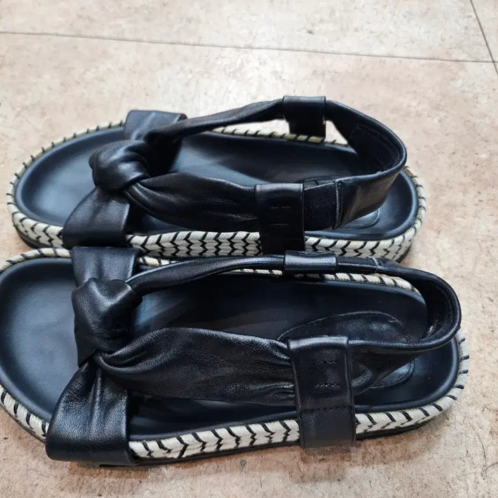 [BUNJANG] SUECOMMA BONNIE Leather Knotted Espadrille Sandals / [SUECOMMA BONNIE] 슈에뜨코메바니 가죽 매듭 에스파드류 샌