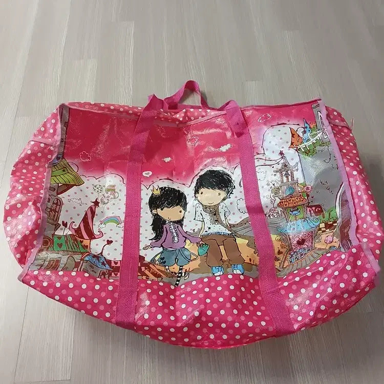 [BUNJANG] Pink Tarpaulin Bag / 핑크 타포린백 비닐가방 장바구니 중고 가로58세로18높이40