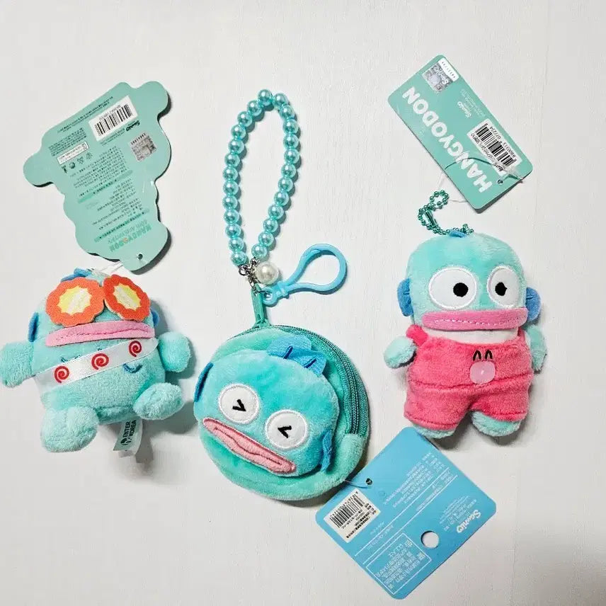 [BUNJANG] Sanrio Hangyodon Keyring Doll Pouch Bundle Set / (!) 산리오 한교동 키링 인형 파우치 총 3종 일괄
