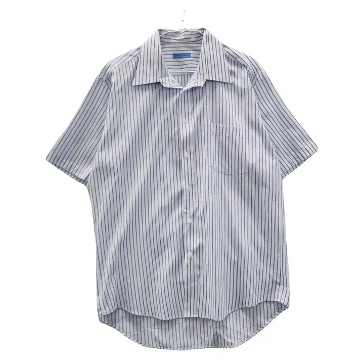 [BUNJANG] Vintage Basic Striped Light Blue Shirt L / 빈티지 베이직 스트라이프 라이트 블루 셔츠 L