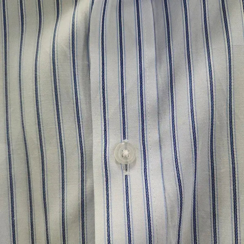 [BUNJANG] Vintage Basic Striped Light Blue Shirt L / 빈티지 베이직 스트라이프 라이트 블루 셔츠 L