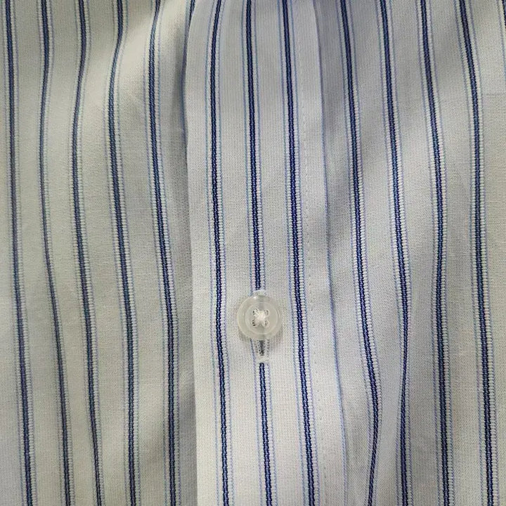 [BUNJANG] Vintage Basic Striped Light Blue Shirt L / 빈티지 베이직 스트라이프 라이트 블루 셔츠 L