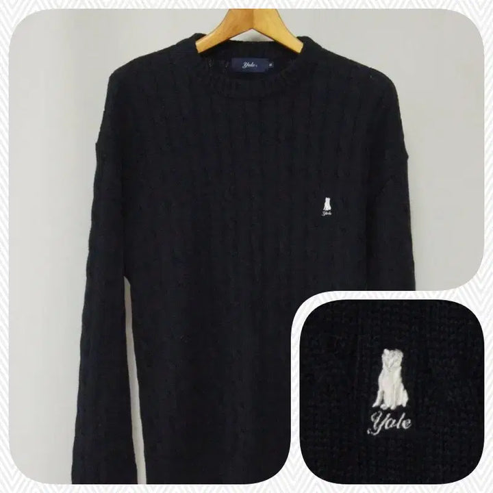 [BUNJANG] Yale Cable Knit Round Neck Sweater (Navy) / YALE 예일 꽈배기 라운드 니트 남성100