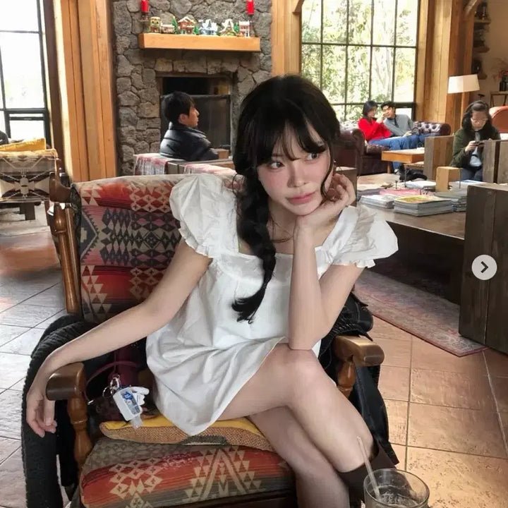 [BUNJANG] Without Summer Aine Mini Dress Ivory / 위드아웃썸머 아인 미니 드레스 아이보리