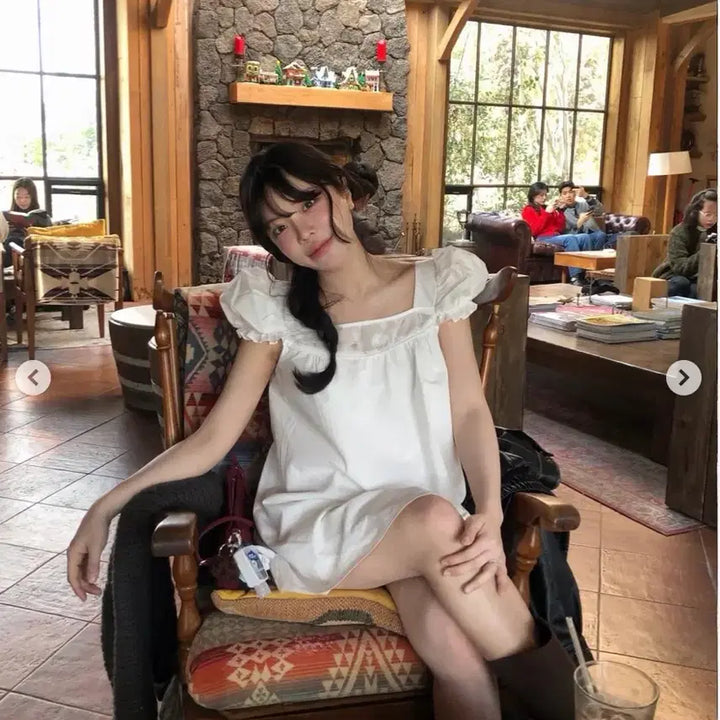[BUNJANG] Without Summer Aine Mini Dress Ivory / 위드아웃썸머 아인 미니 드레스 아이보리