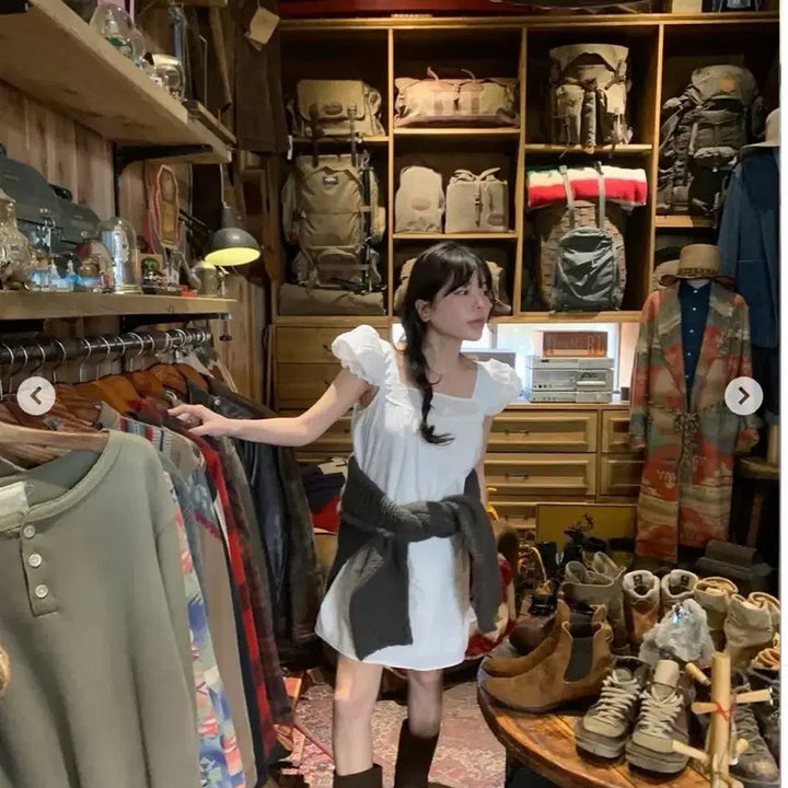 [BUNJANG] Without Summer Aine Mini Dress Ivory / 위드아웃썸머 아인 미니 드레스 아이보리