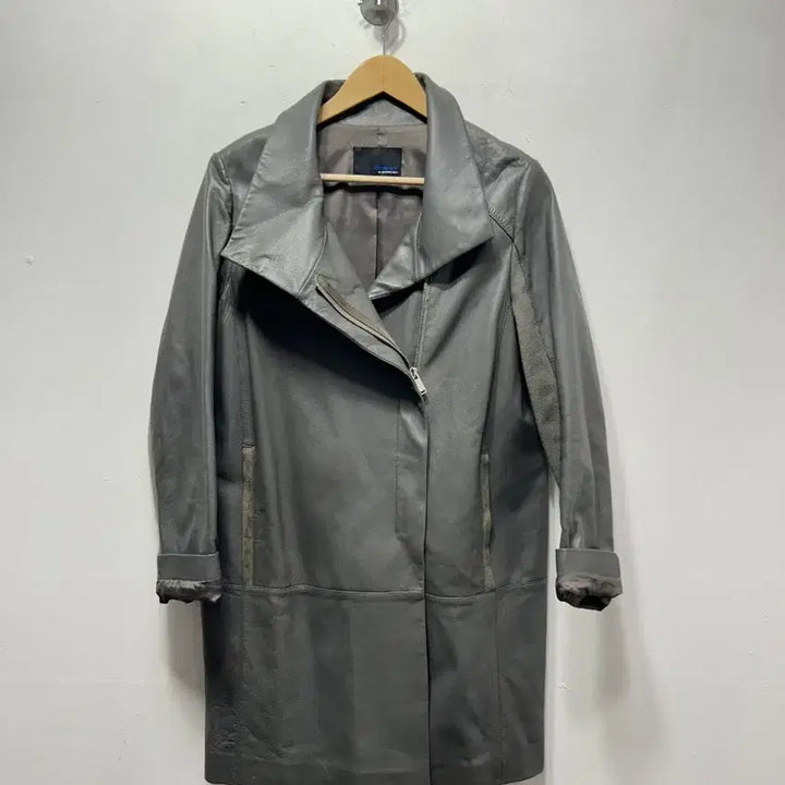 [BUNJANG] ESSENTIEL Leather Coat Grey 66 / ESSENTIEL 가죽 코트 그레이 66