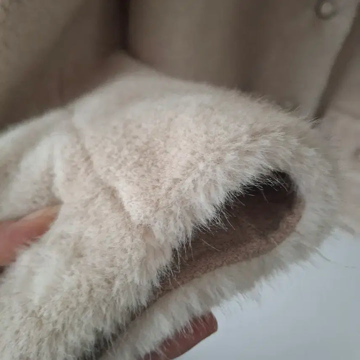 [BUNJANG] Ivory Round Neck Fur Jacket / 아이보리 퍼 자켓 라운드넥55~66반