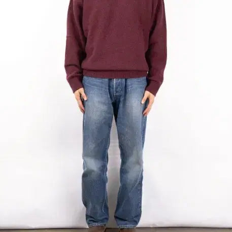 [BUNJANG] Steady &amp; Every Wear Wool Cashmere Knit Maroon Sweater / 새상품 단종 스테디에브리웨어 울 캐시미어 니트 마룬 3사이즈