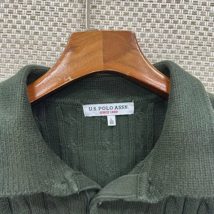 [BUNJANG] US Polo Assn. Embroidered Logo Cable Knit Sweater L / US폴로 자수로고 꽈배기 니트 L A07989