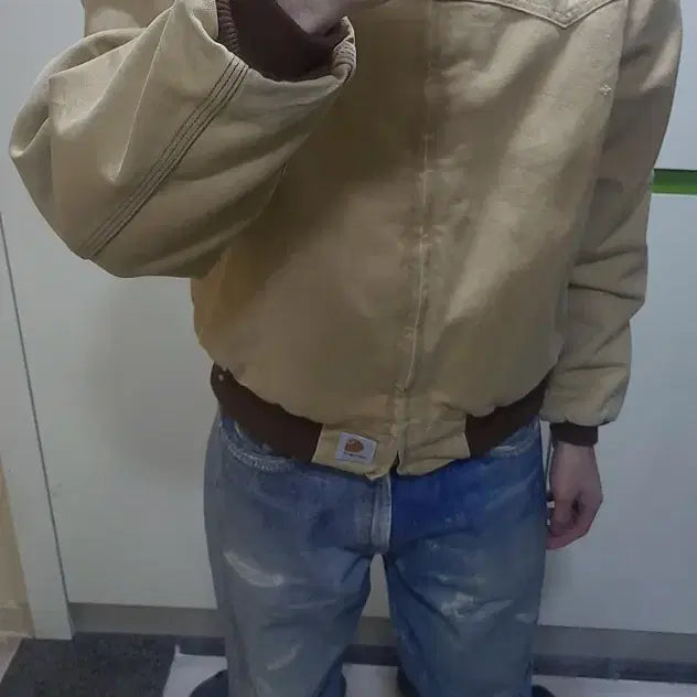 [BUNJANG] Carhartt J13 Santa Fe Beige Bomber Jacket / (XL) 칼하트 J13 산타페 베이지 봄버 자켓