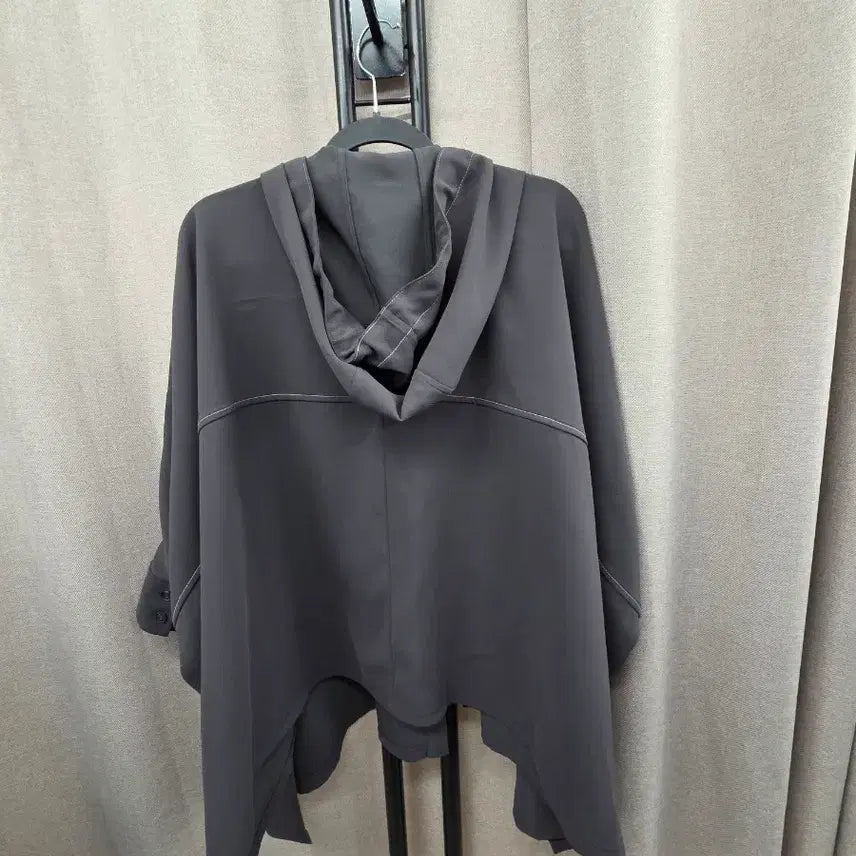 [BUNJANG] Charcoal Hooded Cape Shirt Blouse / 차콜색 후드 망토셔츠