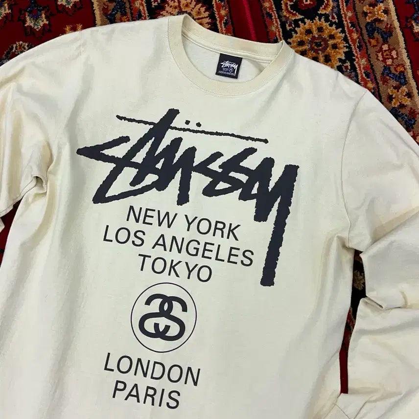[BUNJANG] Stussy World Tour Long Sleeve Shirt M / 스투시 월드투어 롱슬리브M