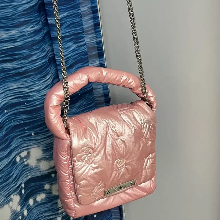 [BUNJANG] Pallet Quilted Crossbody Bag Pink / 팔렛 퀼팅 크로스백 핑크