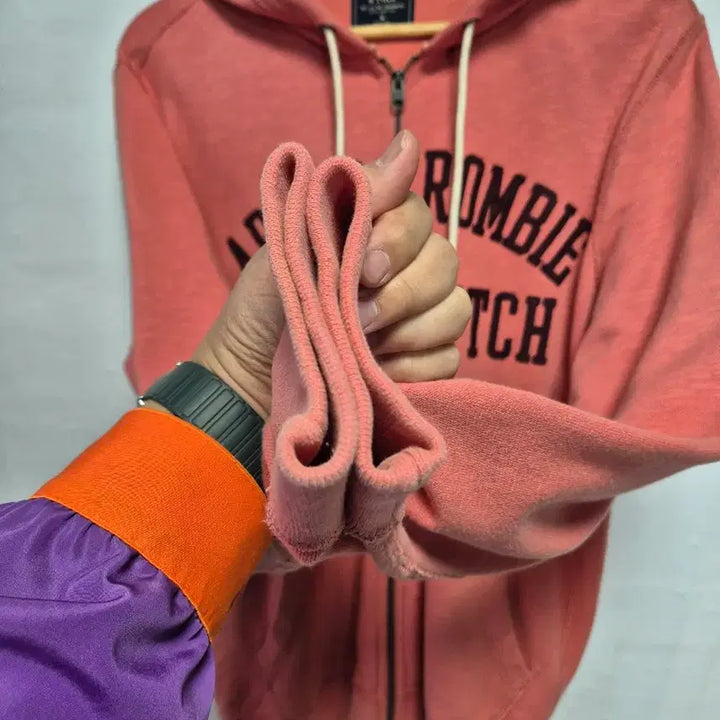 [BUNJANG] Abercrombie &amp; Fitch Hooded Zip-up M - Grapefruit Pink / 아베크롬비 대장급 자몽핑크 후드집업 M사이즈(상태A급)