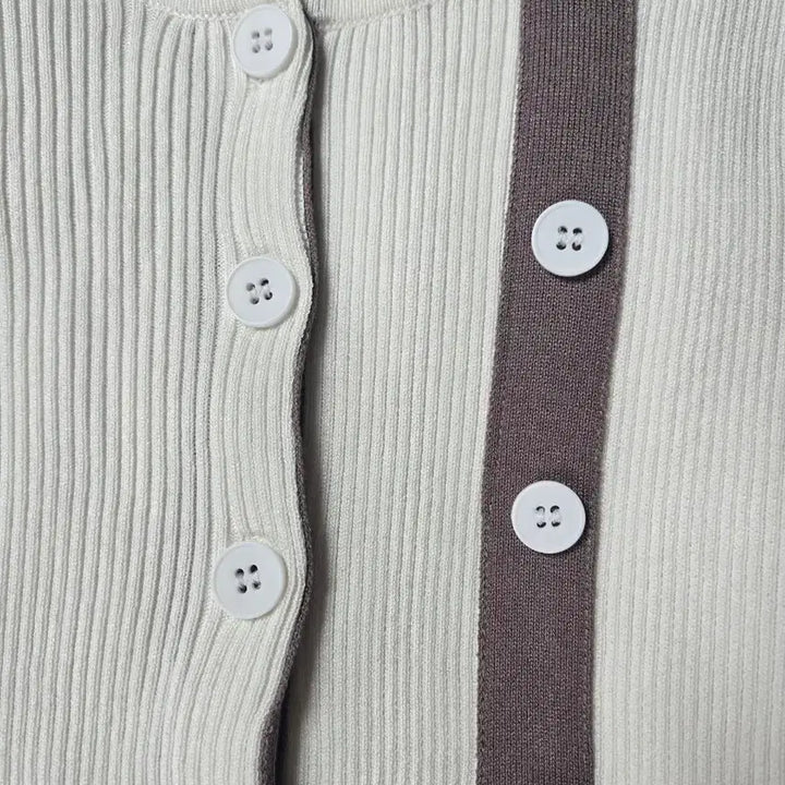 [BUNJANG] Ivory Ribbed Cardigan-Style T-shirt / 아이보리 배색 골지 가디건형티셔츠